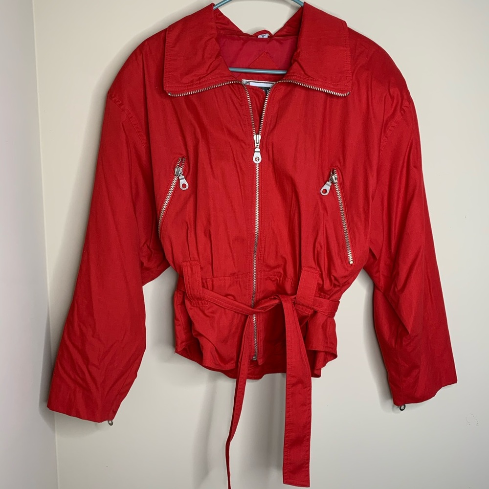 Red Retro/Vintage Zipper Jacket
